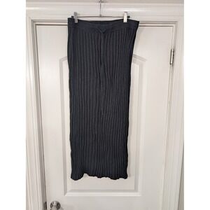 Free People Beach Ribbed Knit midi skirt Women's large black cozy‎ slinky modern